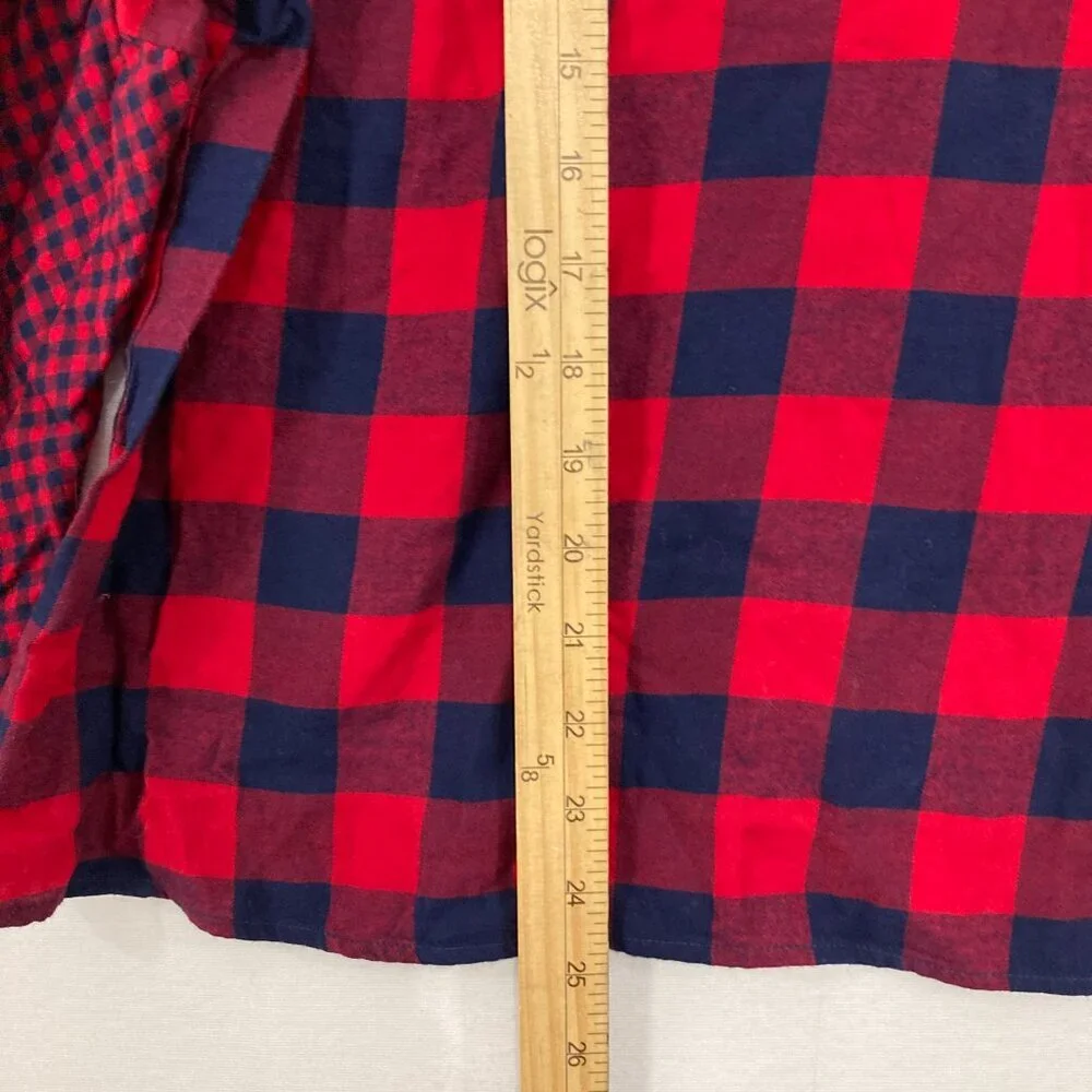 New J. Crew size 18 Blue Red Plaid Crew Neck Light Flannel Cotton Blouse‎ Preppy